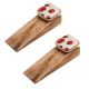2 Pieces Red Flower Square Ceramic Wooden Door Stopper